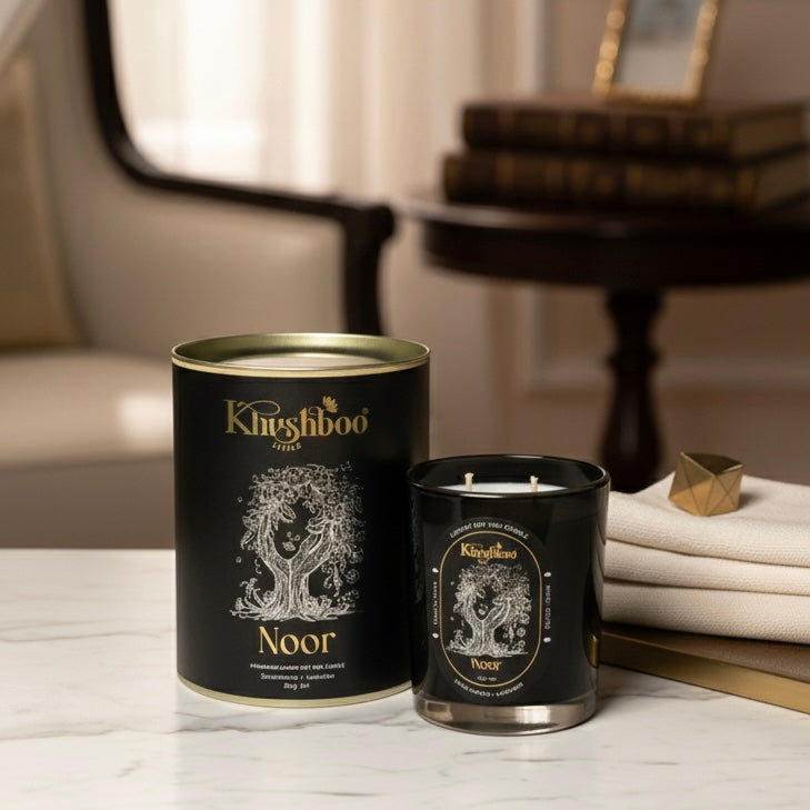 Noor – Handmade Luxury Soy Wax Candle | Sandalwood & Lavender | Ruhani Roshni Collection