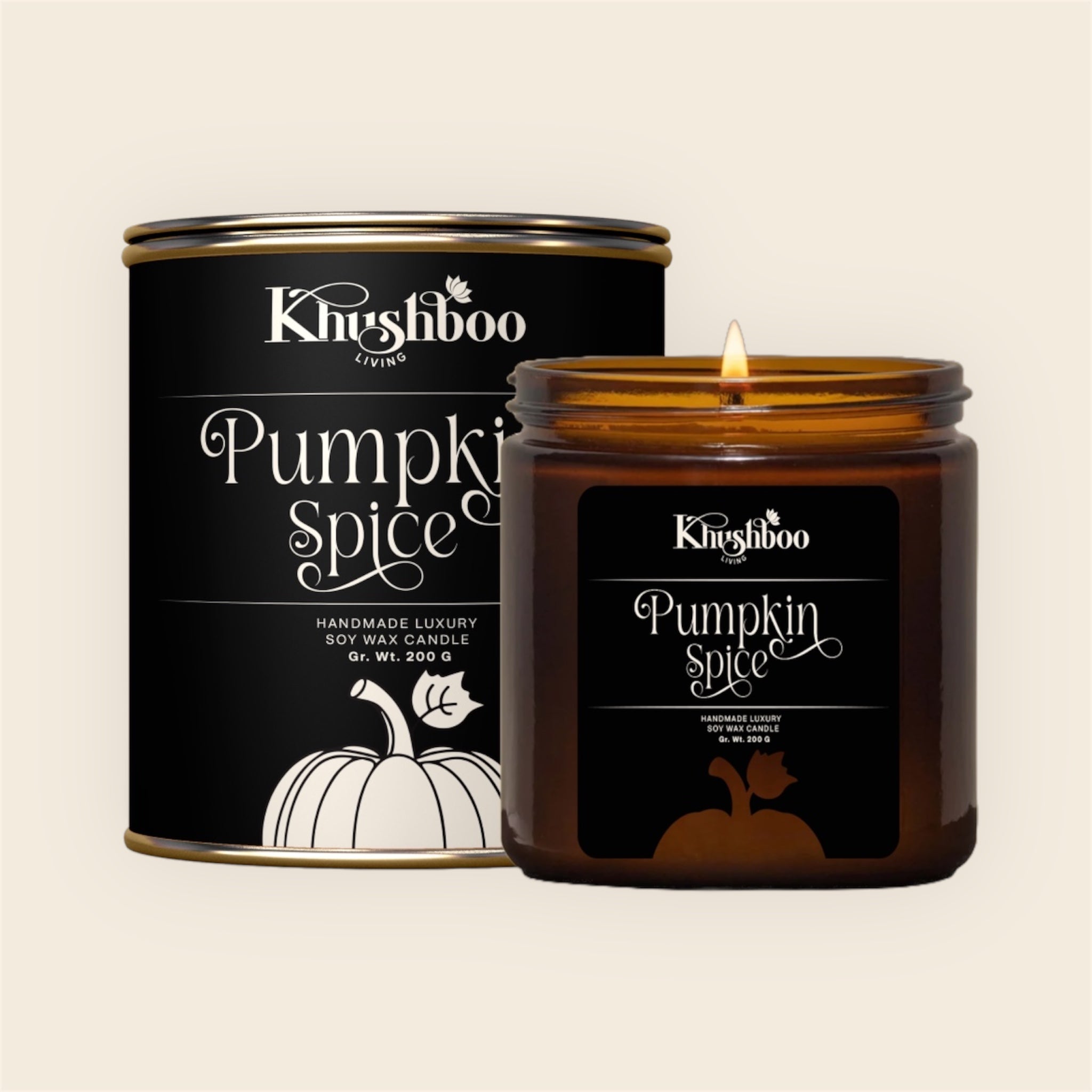 Premium Scented Soy Wax Candle 100gms - Pumpkin Spice