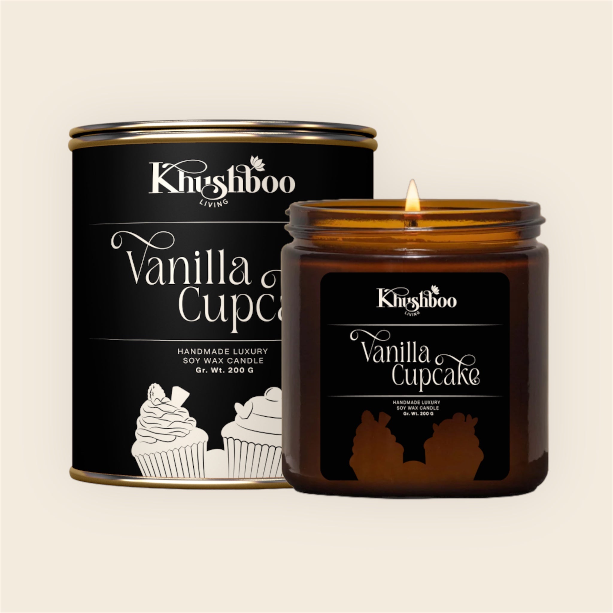 Premium Scented Soy Wax Candle 100gms - Vanilla Cupcake