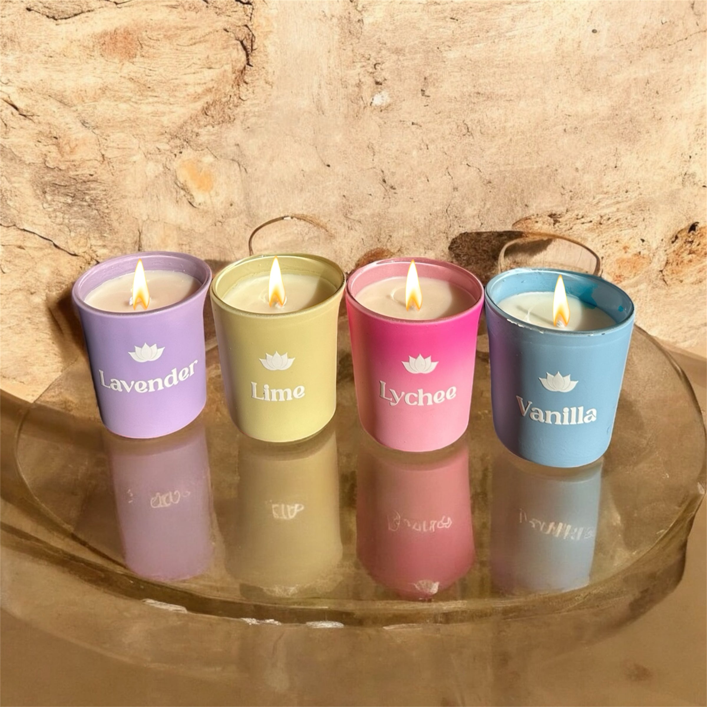 Khushoo Living Sugandha Set of 4 Scented Candles (100g x 4) – Inspired by Indian Household Fragrances
