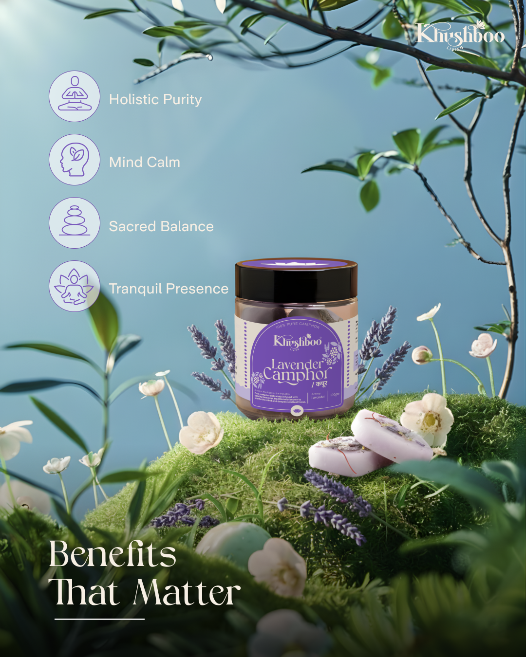 100% Pure lavender Camphor (100g) – Natural, Chemical-Free, Multi-Purpose