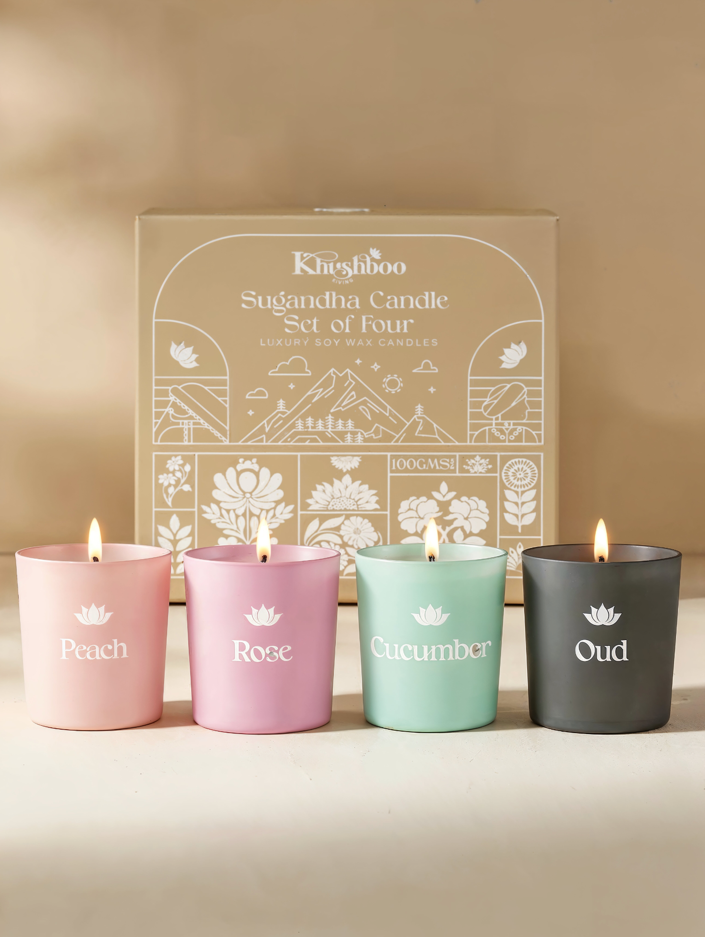 Khushoo Living Sugandha Set of 4 Scented Candles