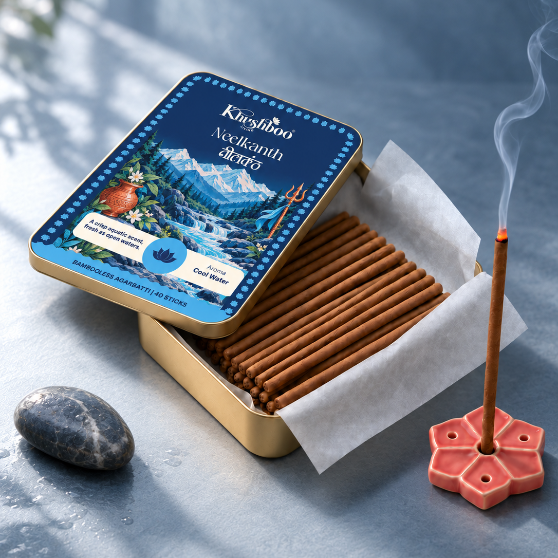 Neelkanth Bambooless Incense Sticks | Cool Water | 40 Sticks | Panchagavya & Marigold