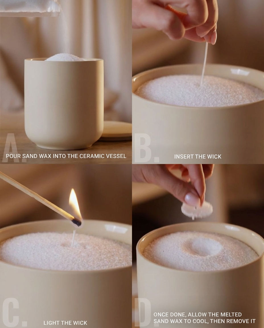 Pearl Sand Wax Candle (with Free wicks)