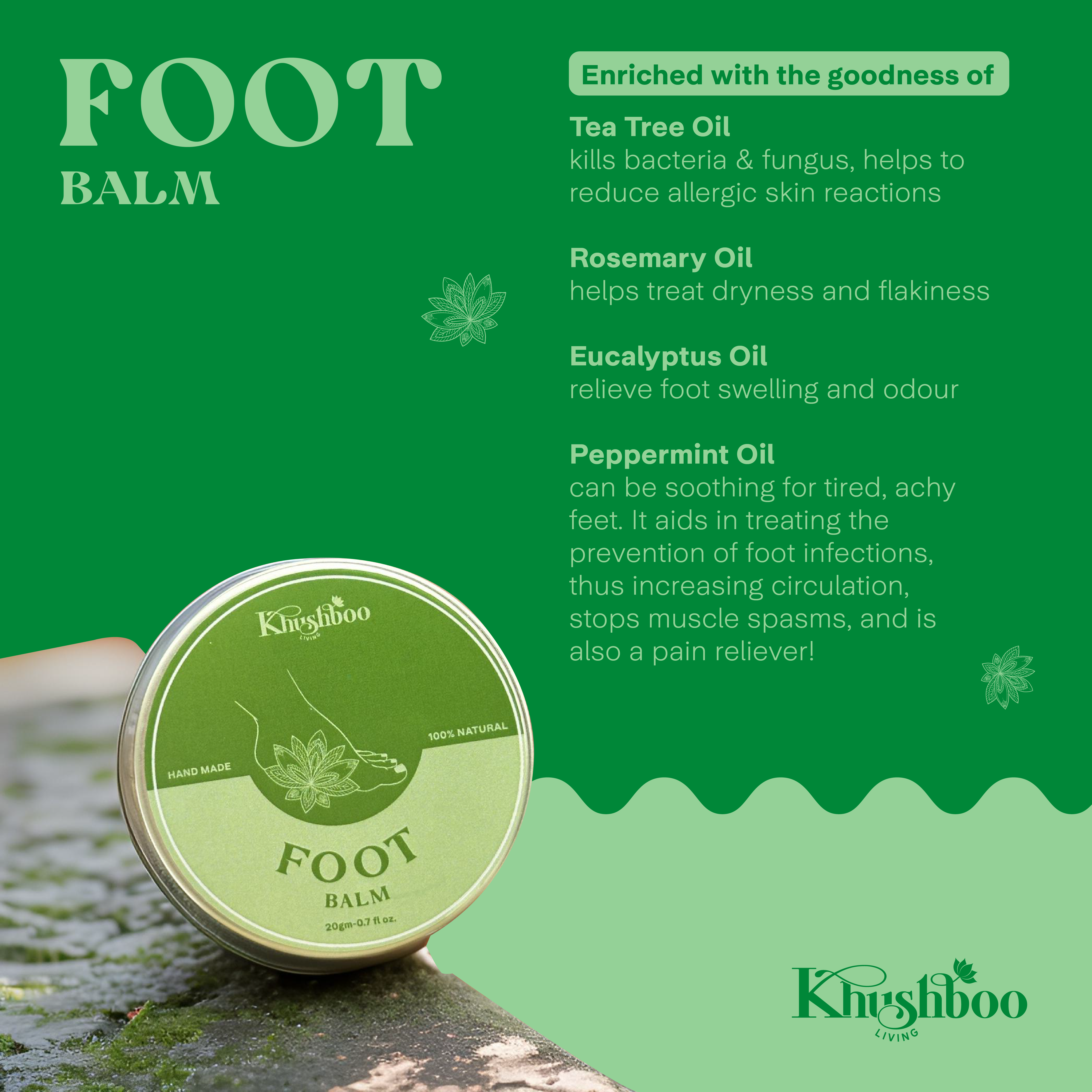 Foot balm - 100% Natural | Made with pure essential oils