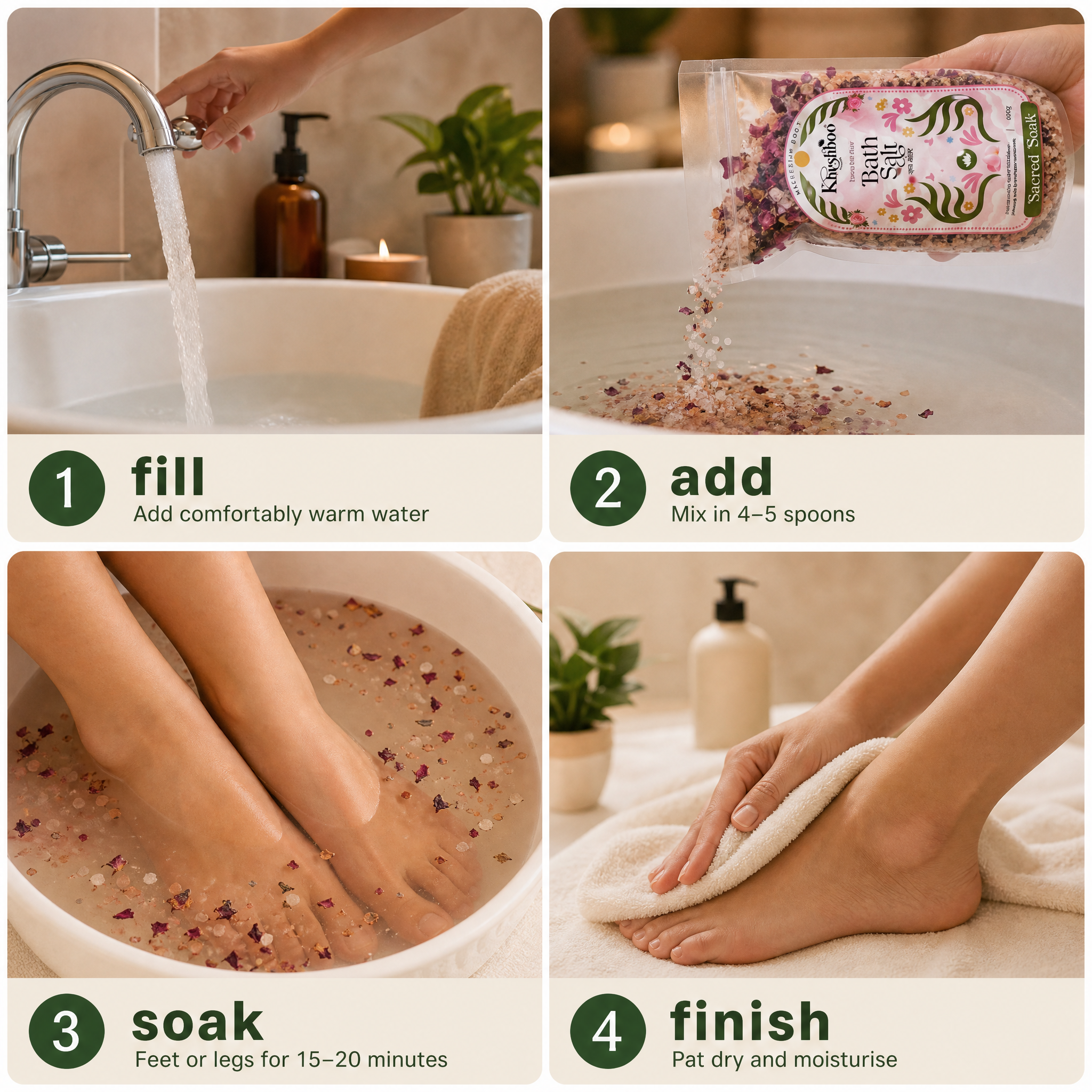 Magnesium bath salt for foot soak and leg pain relief
