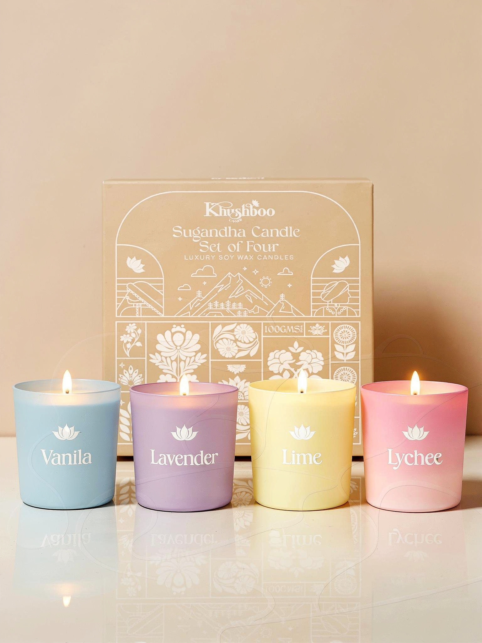 Khushoo Living Sugandha Set of 4 Scented Candles