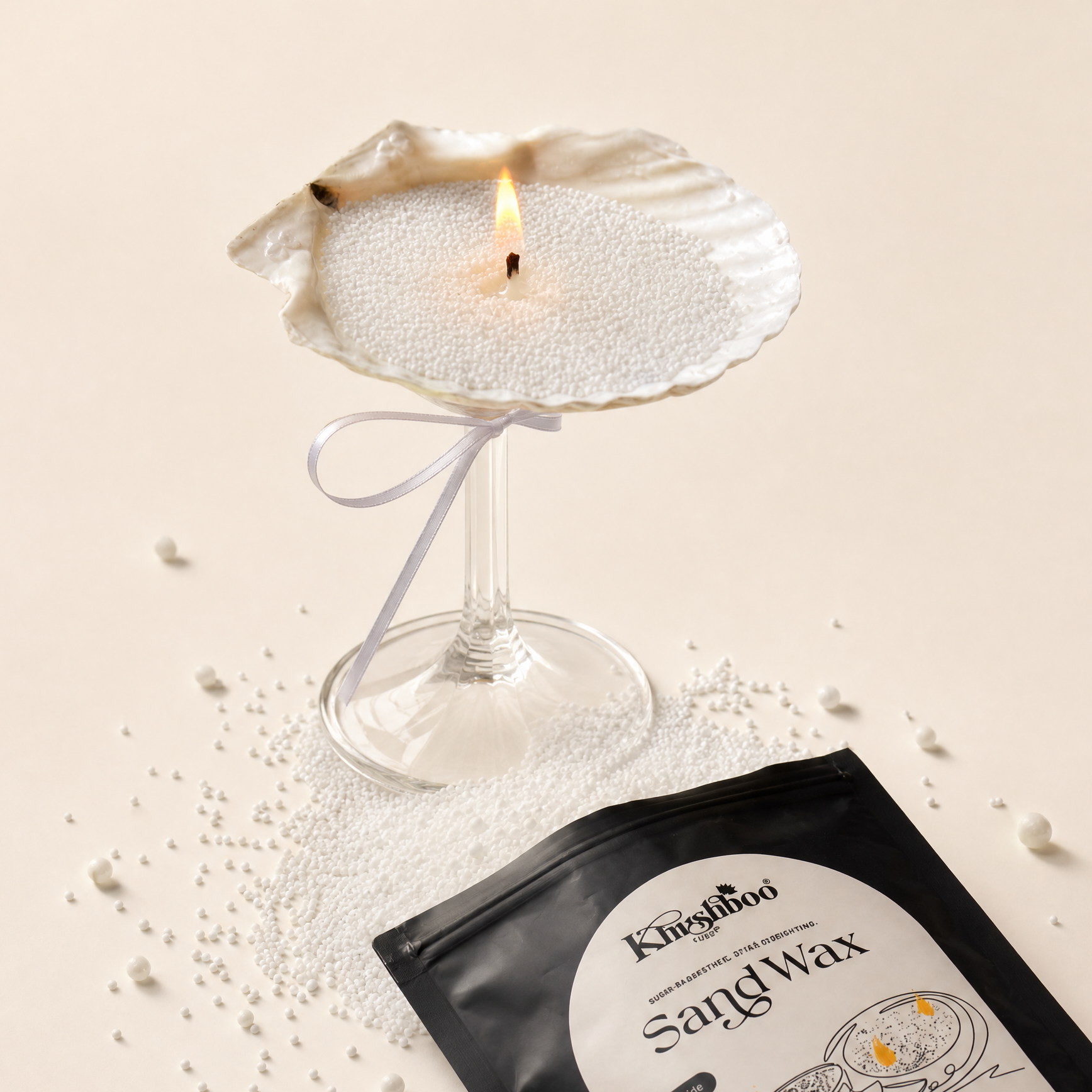 Pearl Sand Wax Candle (with Free wicks)