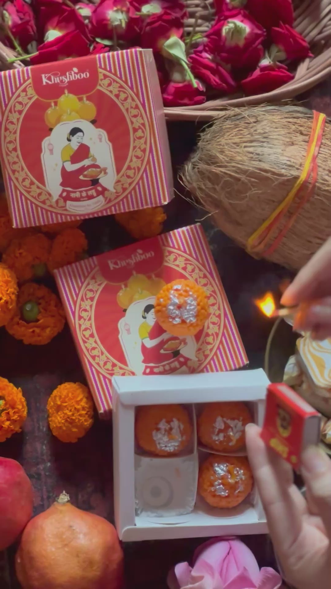 Nani Ke Laddoo Box of 4 Laddu Scented Candle Gift Box | Nani Ke Laddoo Handmade Indian Sweets Decorative Candles | Festive Home Decor for Diwali & Weddings (Saffron Sandalwood)