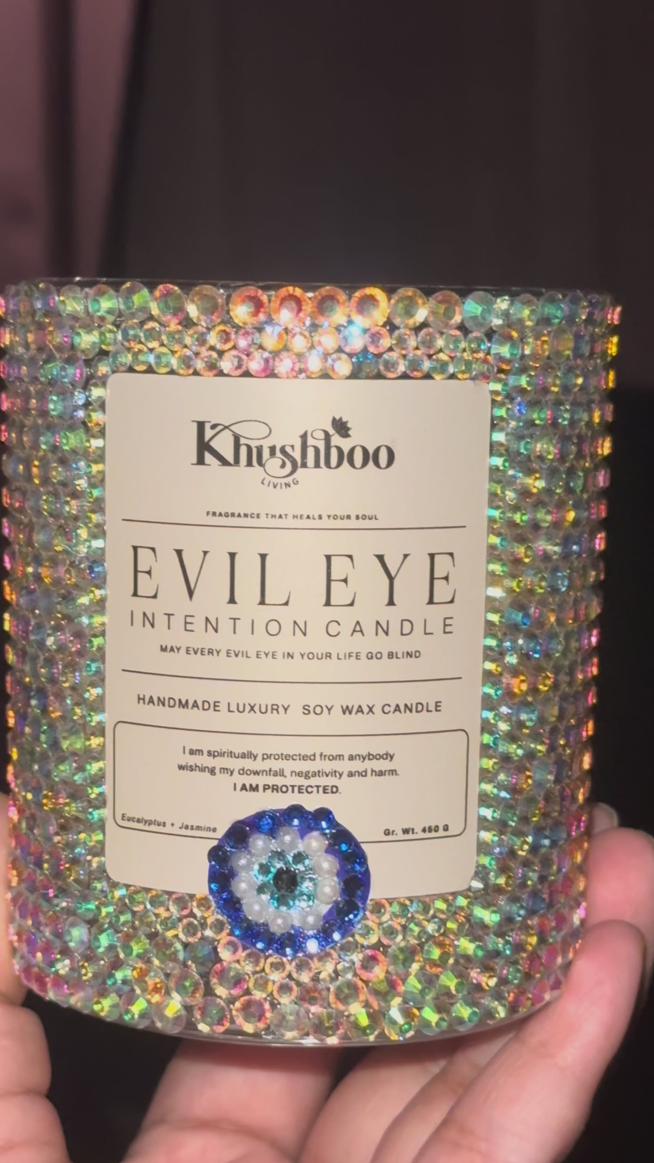 LIMITED EDITION Blinged Luxe Evil Eye Embellished Scented Candle | Khushboo Living x Bling It On