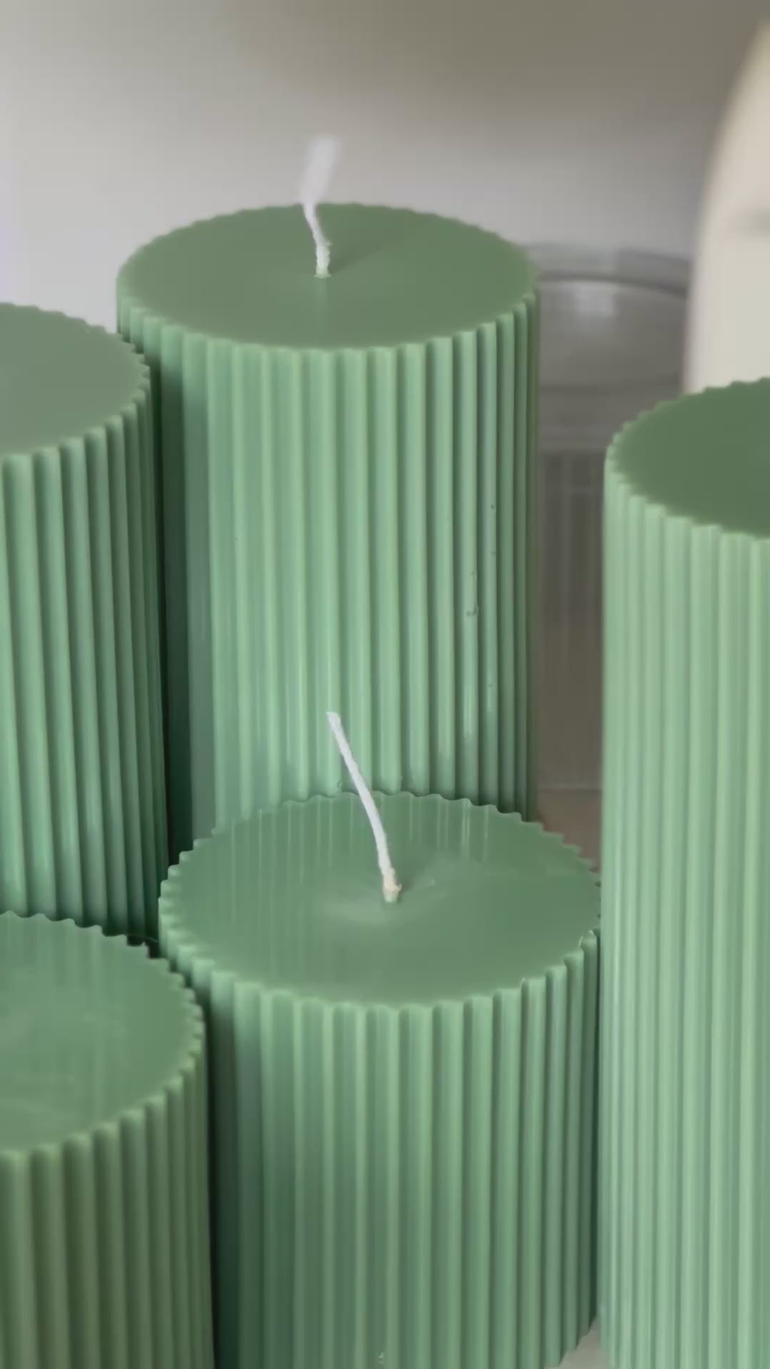 Ribbed Pillar Candle Set of 3
