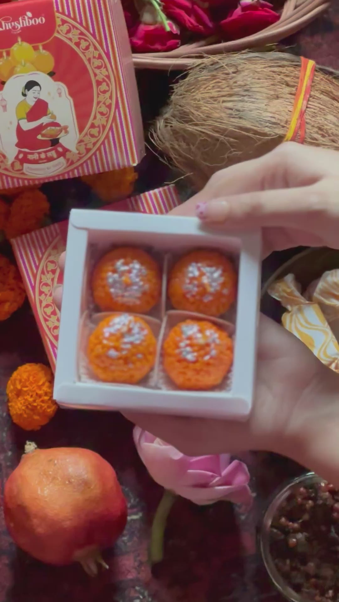Nani Ke Laddoo Box of 4 Laddu Scented Candle Gift Box | Nani Ke Laddoo Handmade Indian Sweets Decorative Candles | Festive Home Decor for Diwali & Weddings (Saffron Sandalwood)